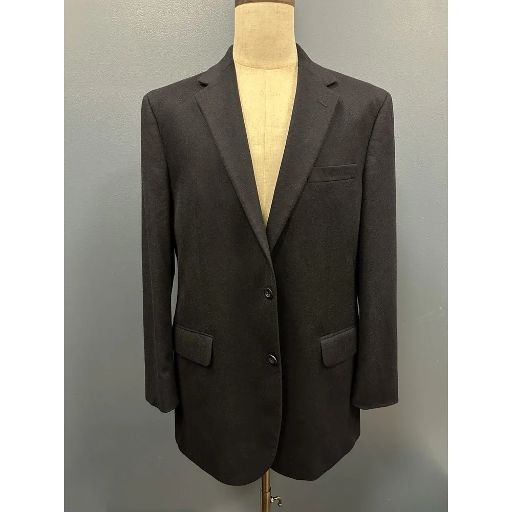Jos. A. Bank Men's Jacket Blazer‎ Sport Coat 100% Cashmere Black Sz 43L Lined